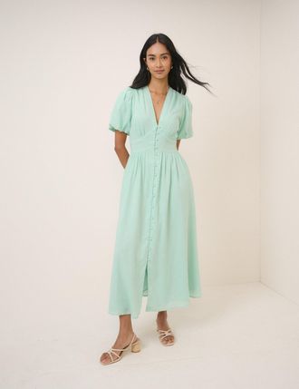 Nobody's Child Mint Green Short Sleeve Starlight Midi Dress