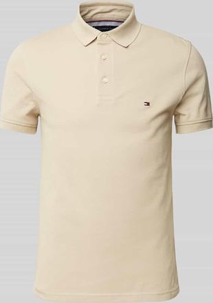 Tommy Hilfiger Slim Fit Poloshirt mit Logo-Stitching Modell 1985 in Beige, Größe XXXL