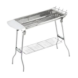 Herzberg Northix Hg8112 Barbacoa Plegable De Acero Inoxidable Plateada