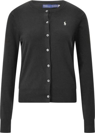 Polo Ralph Lauren Logo Gebreid Vest - Dames - Vesten - Zwart - L - Katoen - Truien & Vesten