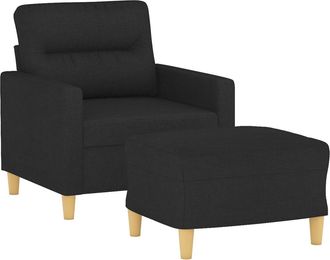 vidaXL Sill&oacute;n Con Taburete Tela Negro 60 Cm Vidaxl