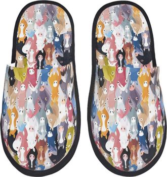 Generic Slippers Cute Horse Funny Colorful Non-Slip Fluffy Slippers Reusable Indoor Shoes For Holiday Travel Guest Room L