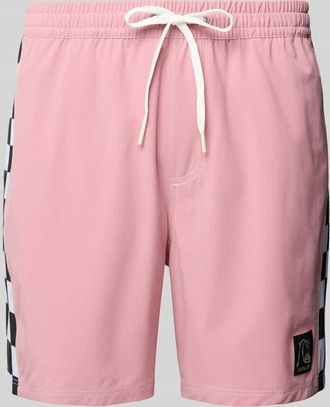 Quiksilver Relaxed Fit Badeshorts mit Label-Patch in Rosa, Größe XXL