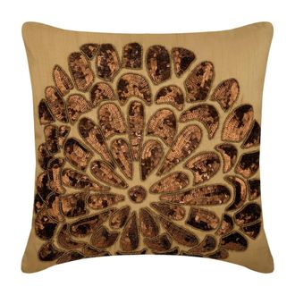 OEM Funda De Almohada De Seda Beige De 40 X 40 Cm, Estampado Floral Natural, Adorno De Lentejuelas, Funda De Almohada De Estilo Moderno - Rosa Del Desiert