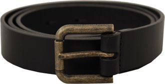 Dolce & Gabbana Mens Leather Belt Black Antique Buckle - Size 90 cm