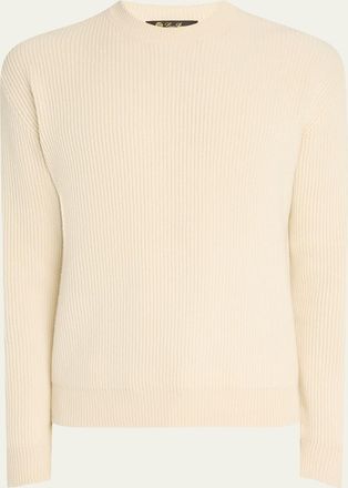 Loro Piana Mens Fobello Cashmere Rib Crewneck Sweater
