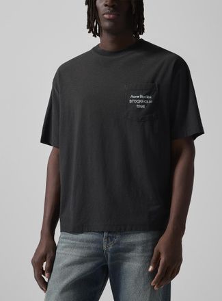 Acne Studios Mens Logo pocket faded T-shirt