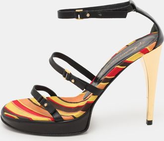 Giuseppe Zanotti Design Black Leather Ankle Strap Sandals