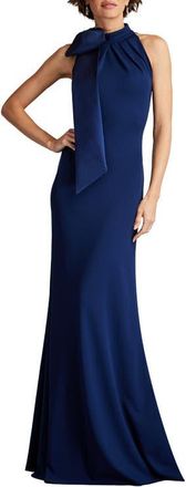 Tadashi Shoji Bow Neck Gown in Navy at Nordstrom, Size X-Small