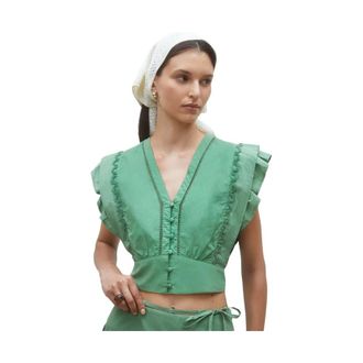 Suncoo Mujer, Blusas y Camisas, Verde, Talla: S