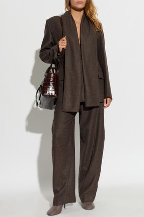 Toteme Blazer With Decorative Neckline Tie, Womens, Brown