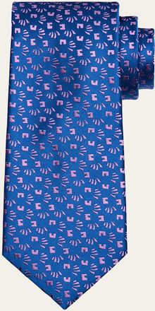 Charvet Mens Line-Pattern Silk Tie