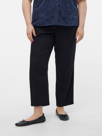 Vero Moda Curve Schlupfhose VERO MODA CURVE VMJESMILO ANKLE PANTS WVN GA NOOS CUR, Damen, Gr. 44, N-Gr, schwarz, Web, Obermaterial: 55% Viskose, 45% Leinen, unifarben