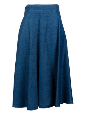 Marella elasticated-waistband midi skirt - Blue