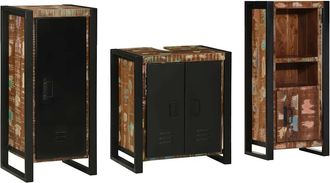 vidaXL Juego De Muebles De Ba&ntilde;o 3 Uds. Multicolor Y Negro Vidaxl