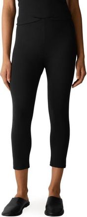 Eileen Fisher High Waist Stretch Organic Cotton Capri Leggings in Black at Nordstrom, Size Xx-Small