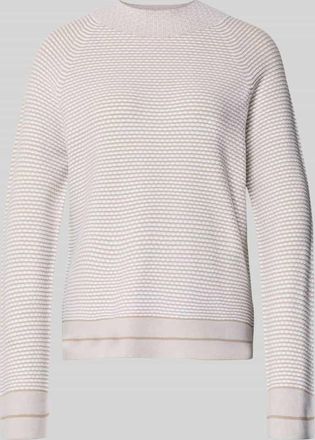 Emporio Armani Strickpullover aus Viskose-Mix mit Strukturmuster in Sand, Gr&ouml;&szlig;e XL