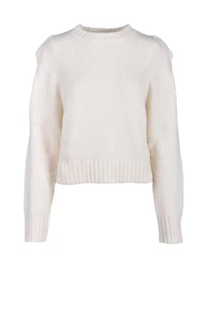 Weili Zheng White Crewneck Wool Sweater