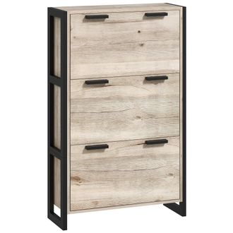 HOMCOM Entryway Shoe Cabinet with 3 Flip Drawers Adjustable Shelves Wood Handles | TJ Hughes