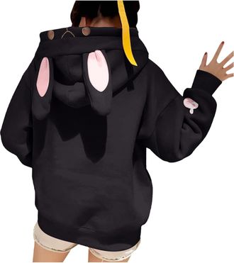 Generic Cute Bunny Ear Hoodies for Womens Teens Girls Animal Cosplay Hoody Tops Sweatshirt Kawaii Rabbit Hoodie Jumper Sweater Plus Size Women Aesthetic Overs