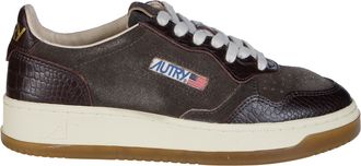 Autry Brown Crocodile Pattern Low-Top Sneakers