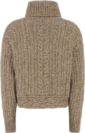 Isabel Marant Womens Cable-Knit Wool Blend Sweater Taupe Nylon Alpaca Acrylic