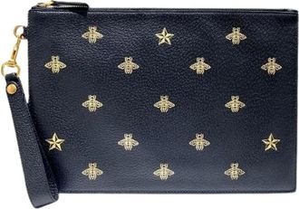 Gucci Pre-owned Bee Star Leren Clutch Tas - Heren - Vintage Clutch - Zwart - ONE Size - Leer - Vintage