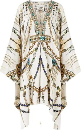 Camilla Korte Kaftan met Tailleband - Dames - Kimonos - Wit - ONE Size - Overhemden