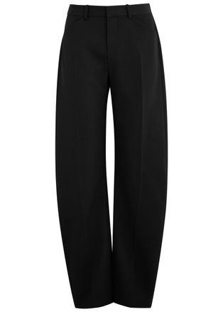 【送料&関税込】Alexander Wang Wool Pants high-waist wide-leg pant in wool twill in BLACK | alexanderwang®