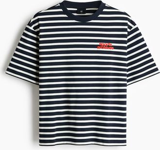 H&M Baumwoll-T-Shirt in Loose Fit - Blue