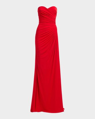 Elie Saab Strapless Draped Trumpet Gown