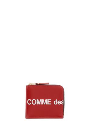 Comme Des Gar&ccedil;ons Compact Zip Wallet in Smooth Leather with Bold Logo Print