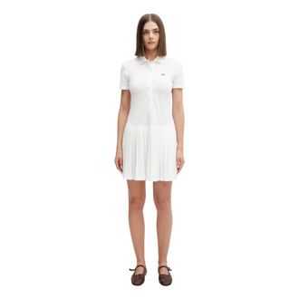 Lacoste Abito Polo in Piqu&eacute; Elasticizzato con Gonna a Pieghe - - Dresses - Donna - Beige - S