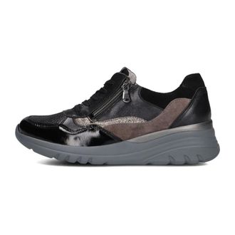 Waldl&auml;ufer Schoenen, Dames, Veelkleurig, 42 EU, Leer, Zwarte Leren Dames Sneakers H Carla