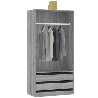 Berkfield Home Wardrobe Grey Sonoma 100x50x200 cm Engineered Wood | Size: 100 x 50 x 200 cm