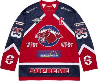 SUPREME Rhinestone Hockey Jersey Red SS25KN29-RED