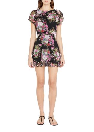 LoveShackFancy Garner Dress In Black Floral Midnight Muse