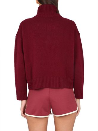 Sporty & Rich Logo-Embroidered Turtleneck Sweater - Purple