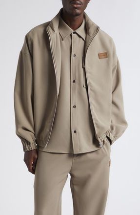 Amiri Logo Patch Stretch Cady Track Jacket in Dark Sand at Nordstrom, Size X-Large
