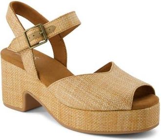 Toms Isla Peep Toe Sandal in Brown Woven at Nordstrom, Size 8.5