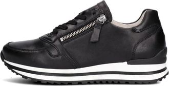 Gabor Schoenen, Dames, Zwart, 43 EU, Leer, Zwarte Lage Sneaker Comfort Collectie