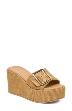 Dolce Vita Jilian Platform Wedge Sandal in Mocha Raffia at Nordstrom, Size 6.5