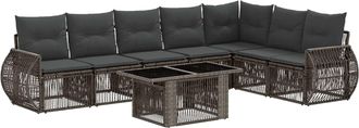 vidaXL Conjunto De Sof&aacute;s De Jard&iacute;n 8 Uds. Gris Y Gris Oscuro Vidaxl