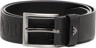 Emporio Armani debossed-logo leather belt - men - Calf Leather - 105 - Black