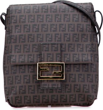 Fendi Pre-owned Womens Baguette Ff Logo Shoulder Bag - Dark Brown Textile - One Size