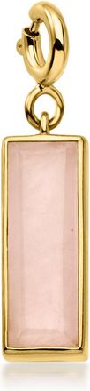 Ross-Simons Rose Quartz Bar Charm in 18kt Gold Over Sterling