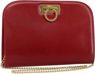 Ferragamo Vintage Gancini Chain Shoulder Bag Leather Leather Bag (Pre-Owned)