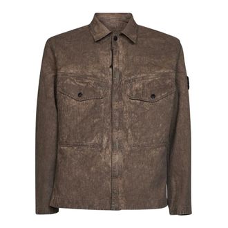 Stone Island Overhemden, Heren, Bruin, M, Katoen, Overshirt