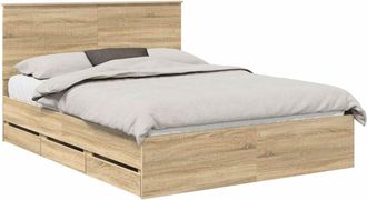 vidaXL Estructura De Cama Roble Sonoma 150 X 200 Cm Madera Ingenieril Vidaxl