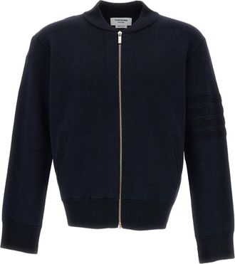 Thom Browne Navy Blue Cotton Ottoman Milano Bomber Jacket